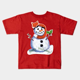 Fox and Snowman Hollydays | Cherie's Art Original (c)2019 Kids T-Shirt